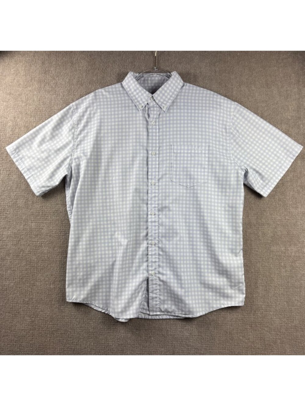 Huk Teaser Gingham Short-Sleeve Shirt Mens XL Button Up Fishing Performance